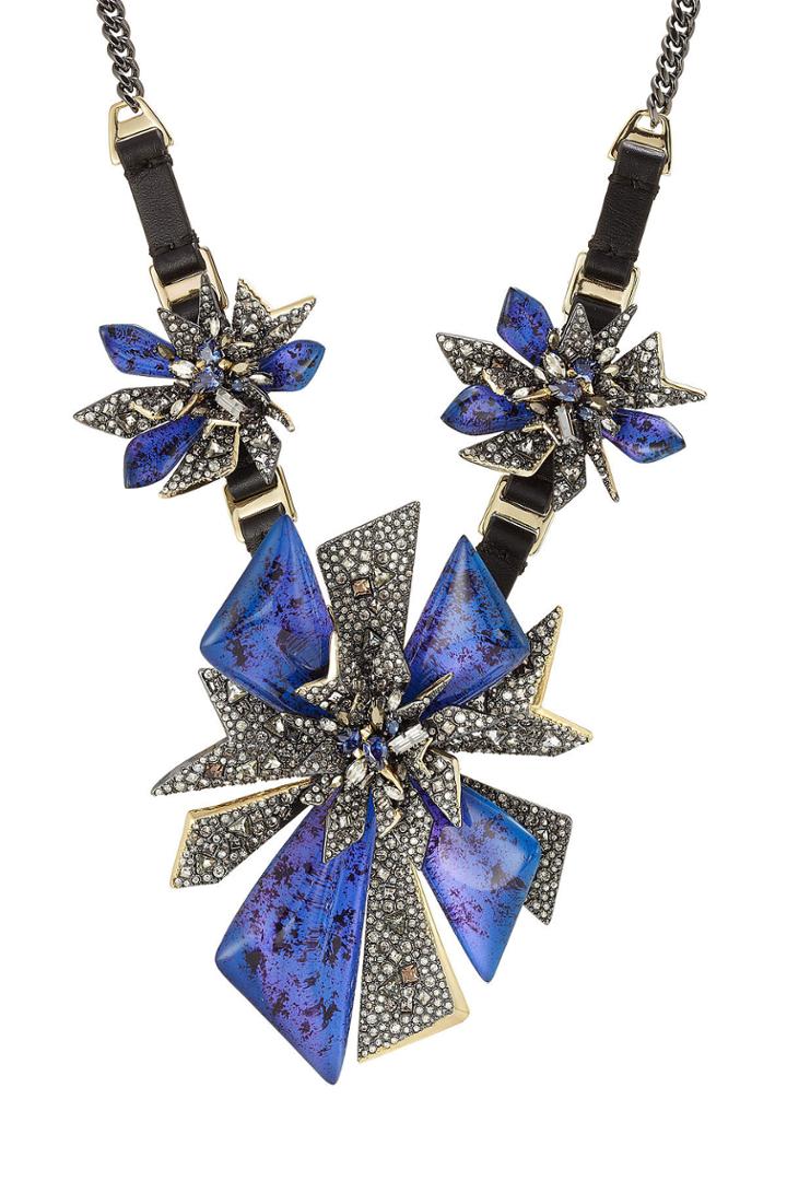 Alexis Bittar Alexis Bittar Mixed Metal Necklace With Leather And Crystals - Blue