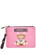 Moschino Moschino Printed Leather Zip Clutch