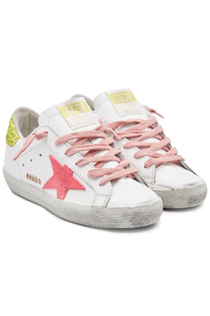 Golden Goose Golden Goose Super Star Leather Sneakers With Suede And Glitter