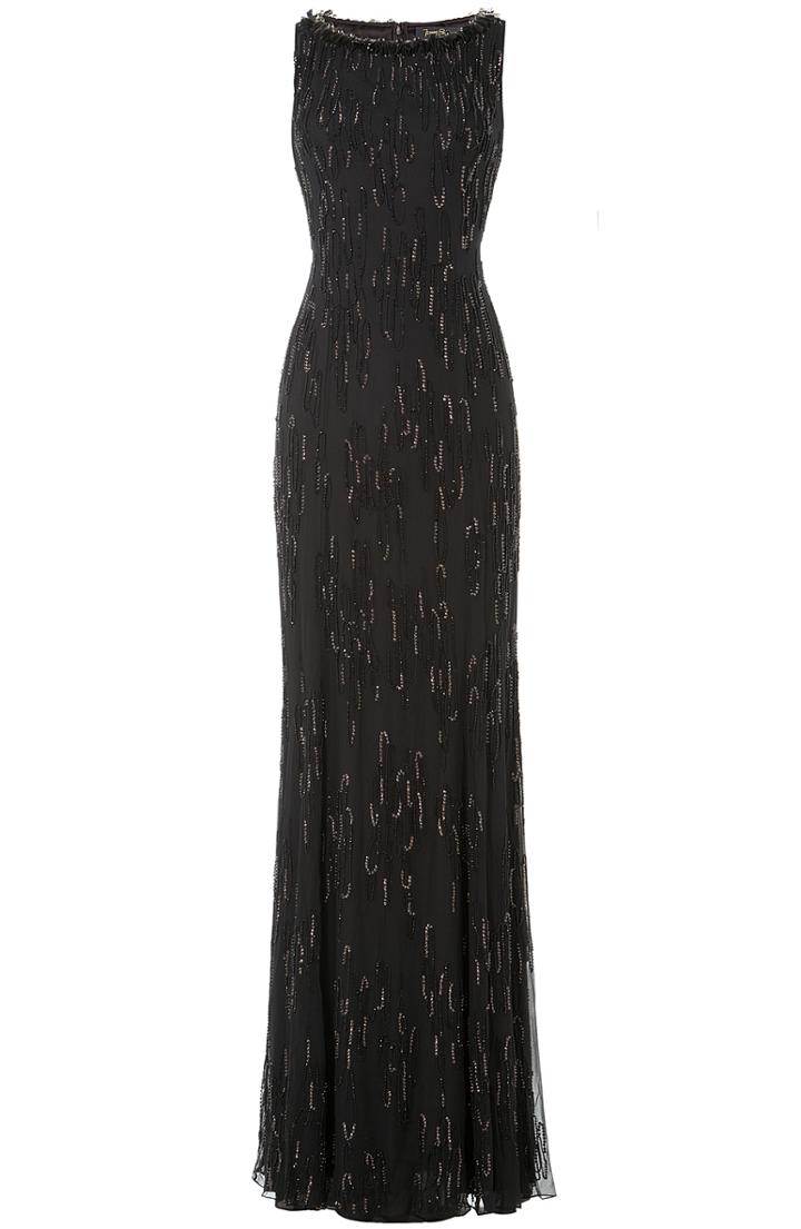 Jenny Packham Embellished Floor-length Silk Gown