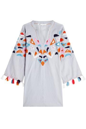 Nina Kaufmann Nina Kaufmann Embroidered Cotton Tunic With Tassels