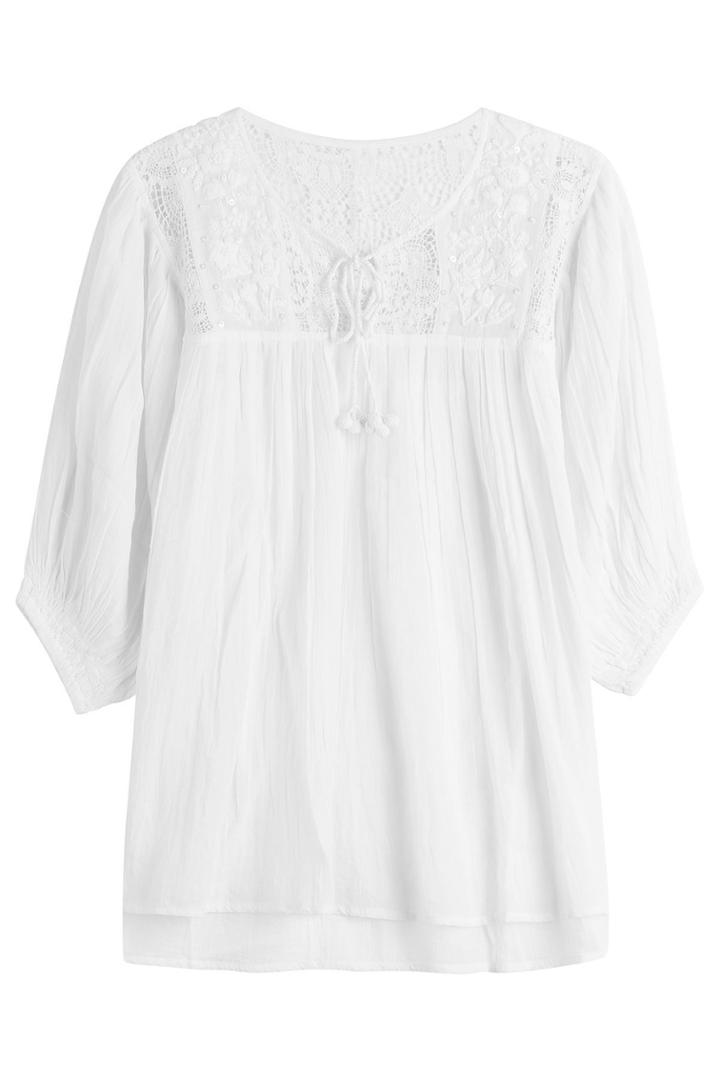 Florabella Florabella Embroidered Cotton Blouse - White