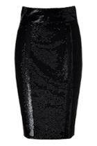 L'wren Scott L'wren Scott Black Silk Mesh Embroidered Pencil Skirt
