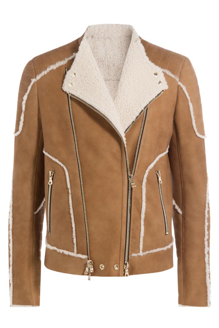 Balmain Balmain Shearling Biker Jacket - Brown