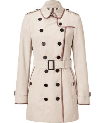 Burberry London Trench Cotton Piped Queensland Trench Coat