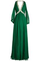 Jenny Packham Jenny Packham Floor Length Silk Chiffon Gown With Embellishment