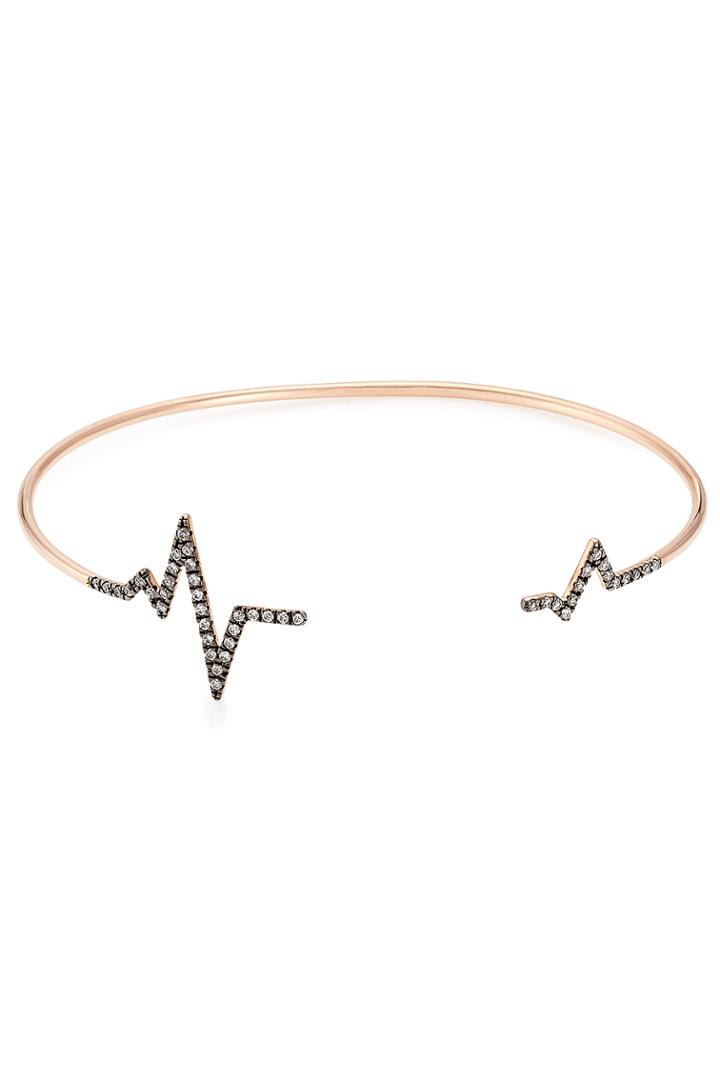 Diane Kordas Diane Kordas Heartbeat 18kt Rose Gold Bracelet With White Diamonds