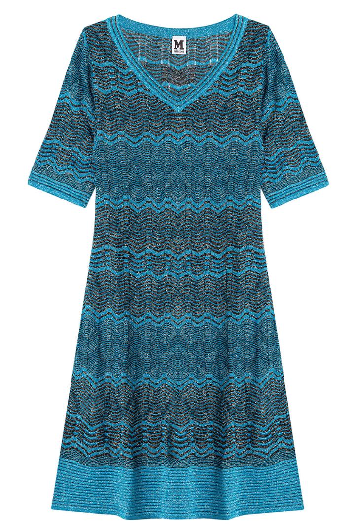 M Missoni M Missoni Crochet Knit Dress - Teal