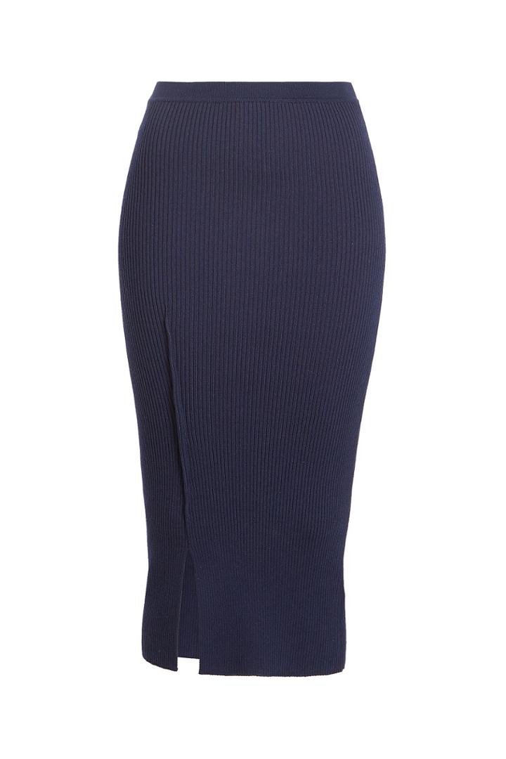 Victoria Beckham Victoria Beckham Ribbed Knit Pencil Skirt With Wool