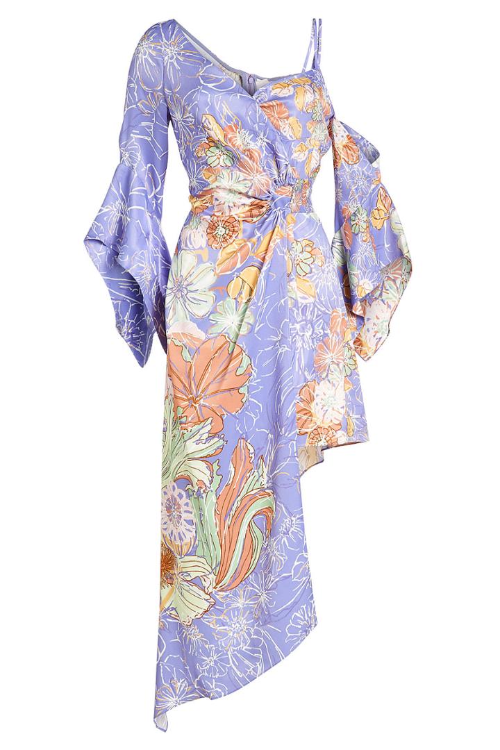 Peter Pilotto Peter Pilotto Printed Satin Half Wrap Dress