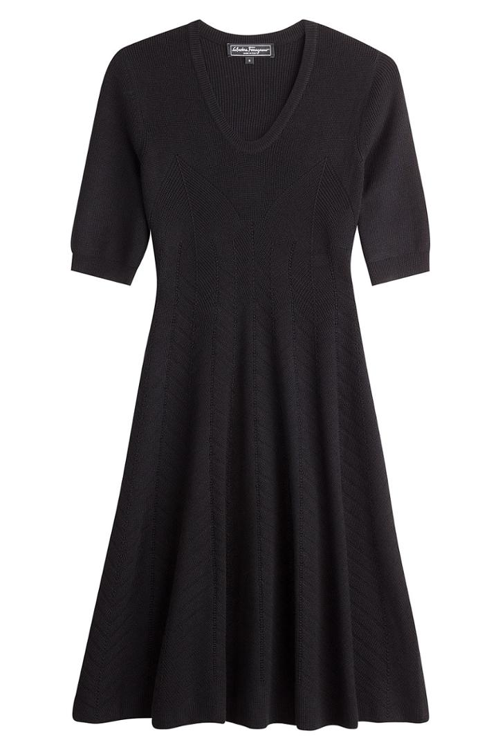 Salvatore Ferragamo Salvatore Ferragamo Virgin Wool Dress With Silk - Black
