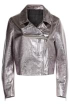 Mcq Alexander Mcqueen Mcq Alexander Mcqueen Metallic Leather Biker Jacket - Silver