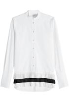 Victoria, Victoria Beckham Victoria, Victoria Beckham Collarless Cotton Shirt With Pleated Hem