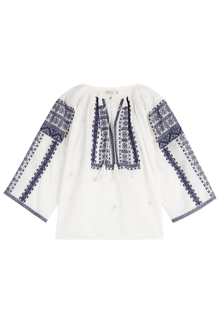 Mes Demoiselles Mes Demoiselles Embroidered Cotton Peasant Top - None