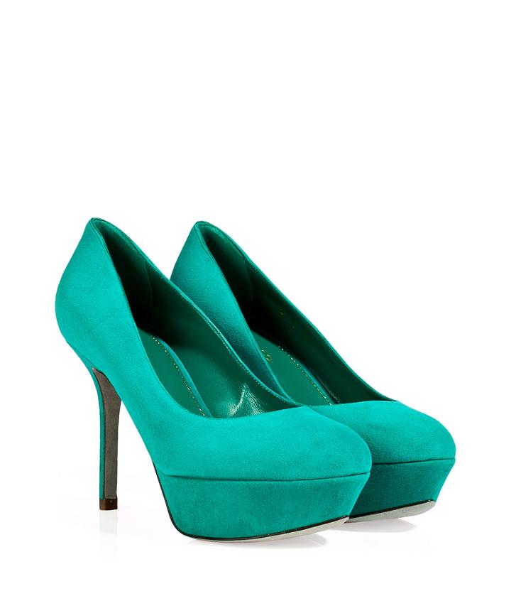 Sergio Rossi Turquoise Suede Platform Pumps