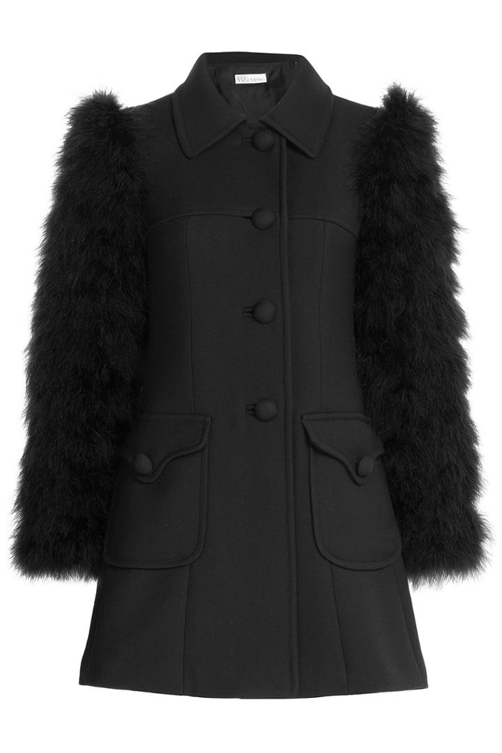 R.e.d. Valentino R.e.d. Valentino Wool Coat With Feather Sleeves