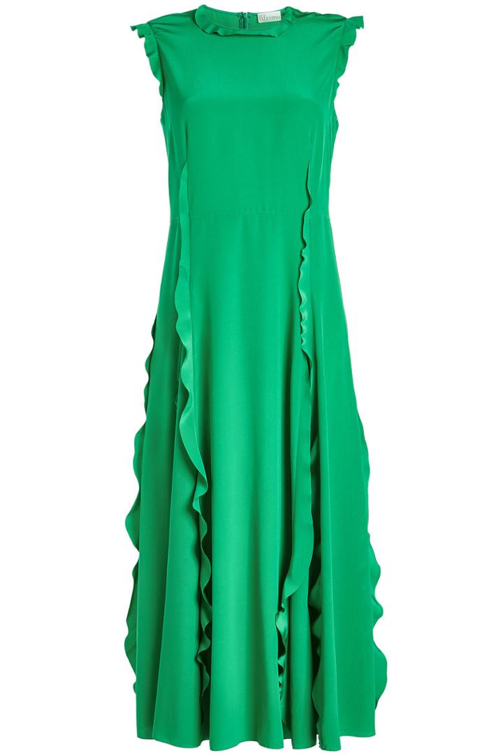 Red Valentino Red Valentino Long Silk Ruffle Dress