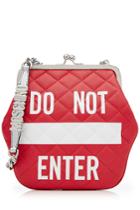 Moschino Moschino Do Not Enter Leather Shoulder Bag - Red