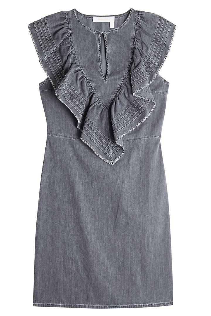 See By Chloé See By Chloé Denim Mini Dress With Ruffles