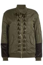 Sjyp Sjyp Bomber Jacket With Velvet Lace-up Detail