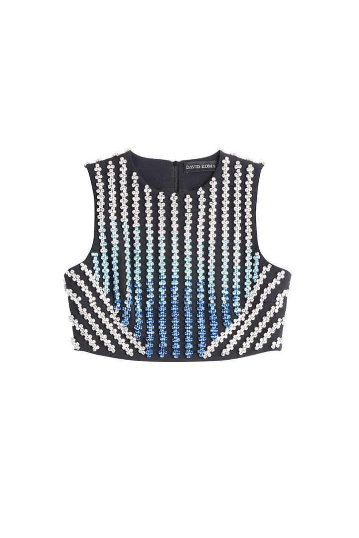 David Koma David Koma Embellished Cropped Top