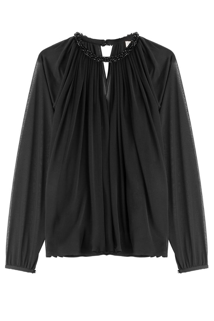 Emilio Pucci Emilio Pucci Gathered Sheer Top With Embellished Collar