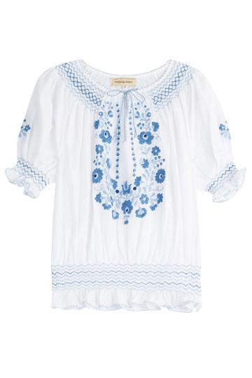 Muzungu Sisters Muzungu Sisters Embroidered Cotton Peasant Top - White