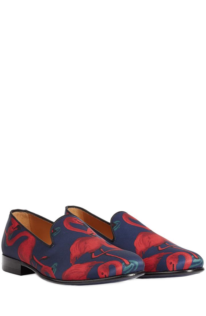 Marc Jacobs Flamingo Printed Satin Loafers