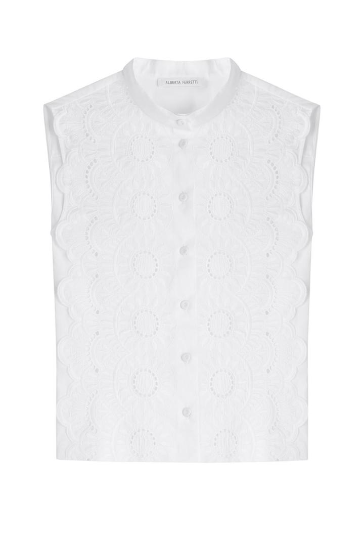 Alberta Ferretti Alberta Ferretti Sleeveless Shirt With Crochet Lace Front - None