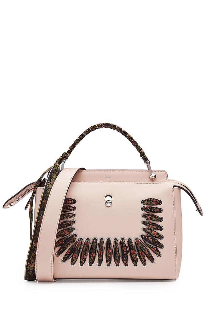 Fendi Fendi Leather Shoulder Bag With Scarf Detail