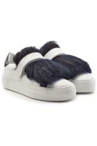 Moncler Moncler Victoire Leather Sneakers With Lamb Fur