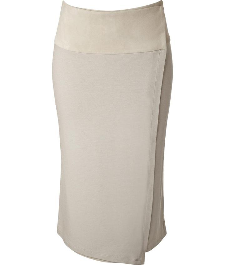 Donna Karan New York Suede Panel Wrap Pencil Skirt