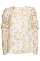 See By Chloé See By Chloé Silk Brunout Velvet Sheer Floral Top