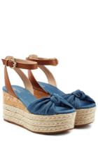 Michael Michael Kors Michael Michael Kors Denim Wedges With Leather