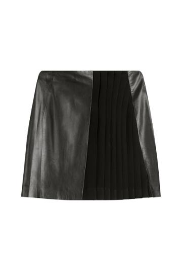 Mugler Mugler Mini Skirt With Leather - Black