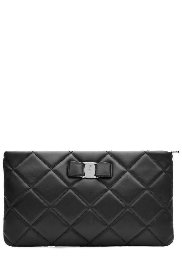 Salvatore Ferragamo Salvatore Ferragamo Quilted Leather Clutch - Black