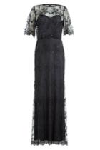 Catherine Deane Catherine Deane Floor Length Dress With Embellished Lace Overlay Top - Black