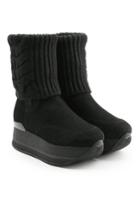 Hogan Hogan Knit Ankle Snow Boots With Suede