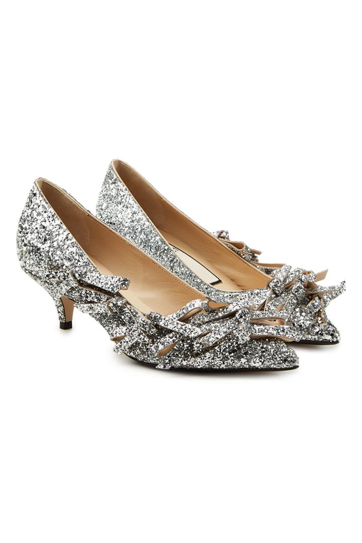 N 21 N&deg;21 Glitter Kitten Heel Pumps With Bows