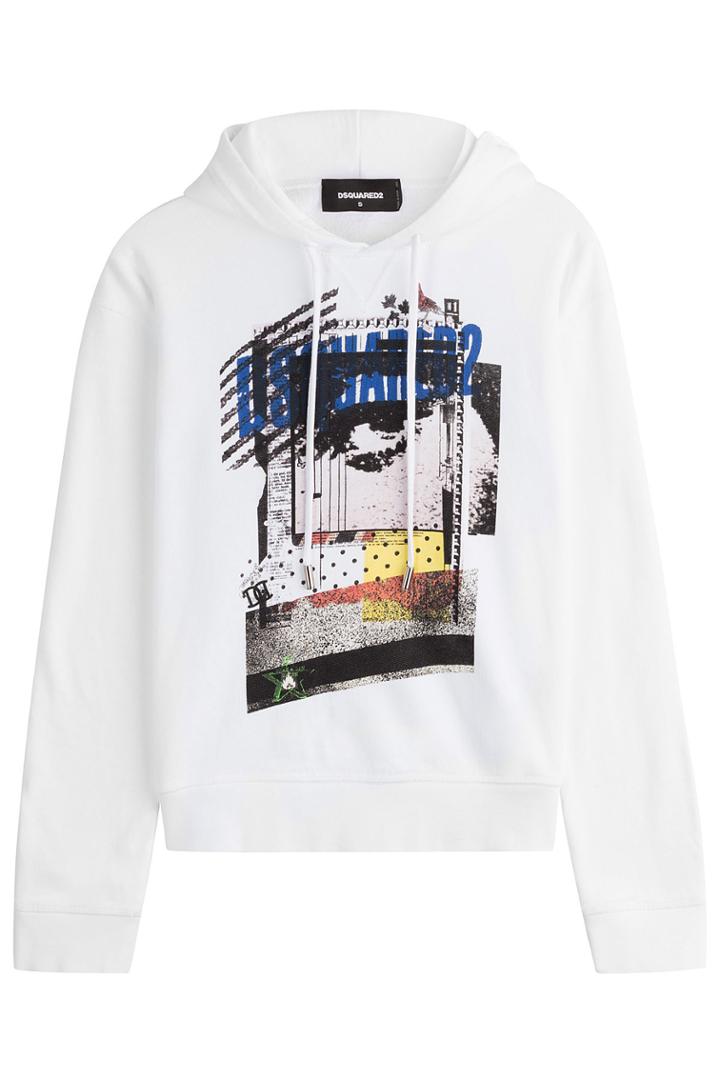 Dsquared2 Dsquared2 Printed Cotton Hoody - White