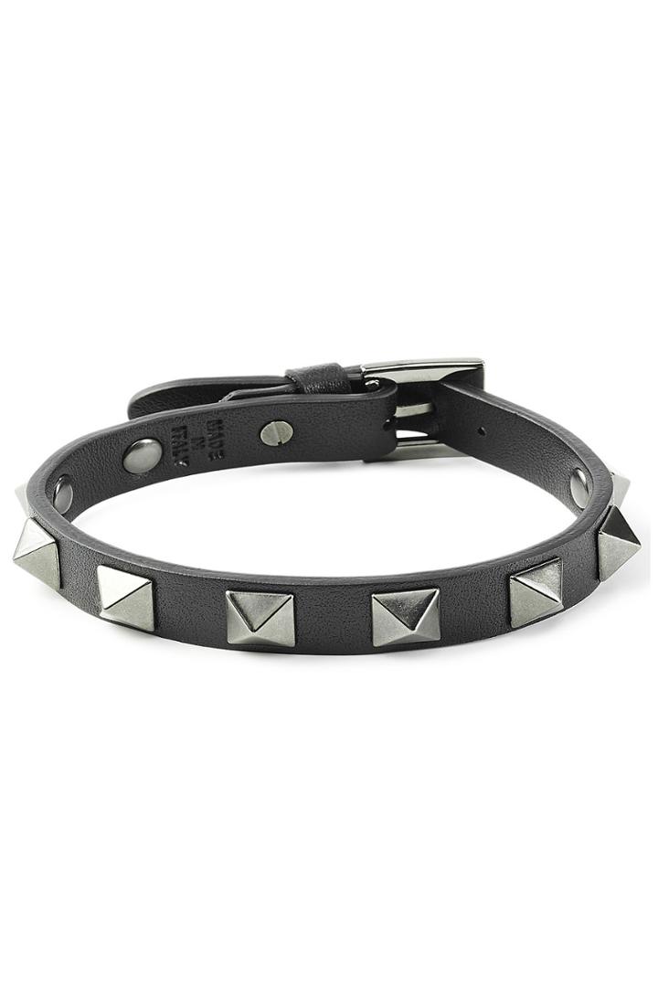 Valentino Valentino Rockstud Leather Bracelet - Black