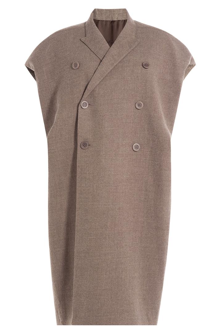 Rick Owens Rick Owens Wool Blend Coat With Capped Sleeves - Grey