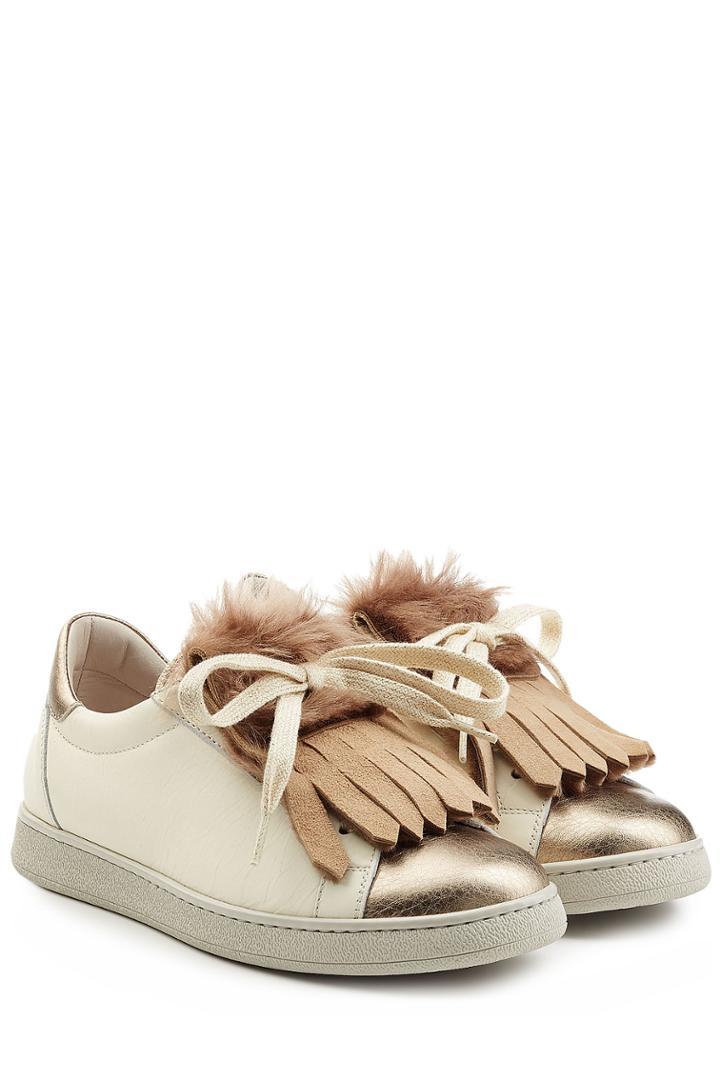Brunello Cucinelli Brunello Cucinelli Leather Sneakers With Fur - White