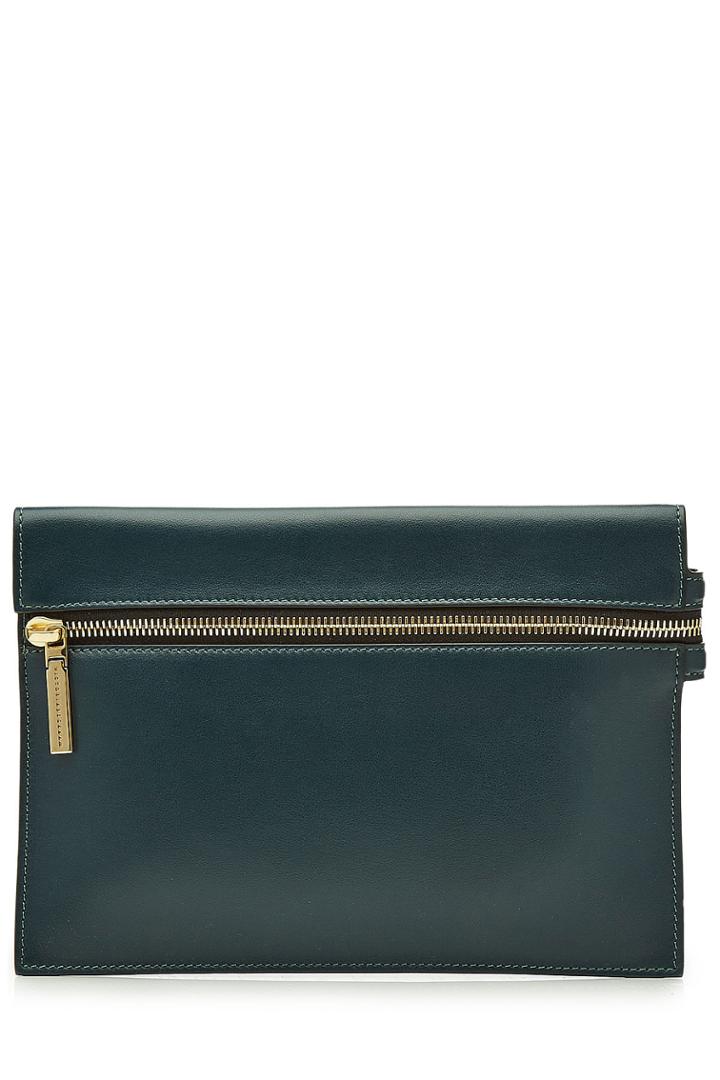 Victoria Beckham Victoria Beckham Small Zip Leather Clutch - Blue