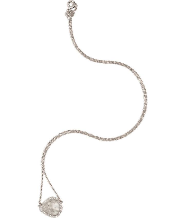 Susan Foster 18k White Gold Diamond Slice Necklace With Pave Diamonds