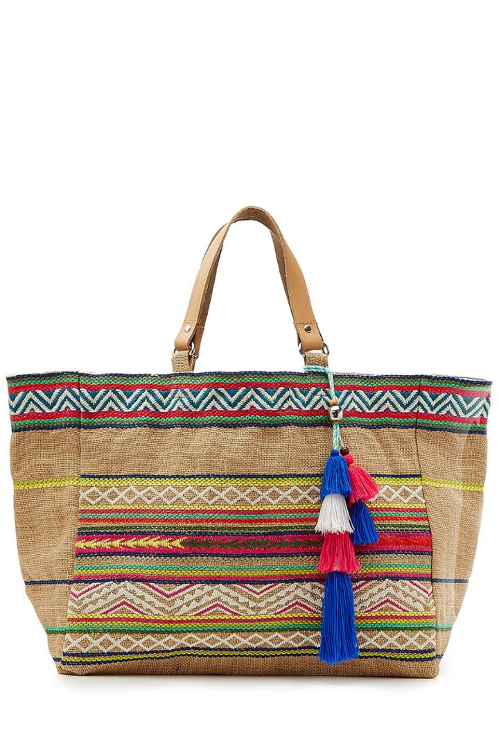 Star Mela Star Mela Elsa Embroidered Jute Tote - Multicolor