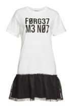 Red Valentino Red Valentino Printed Cotton T-shirt Dress With Point D'esprit Tulle