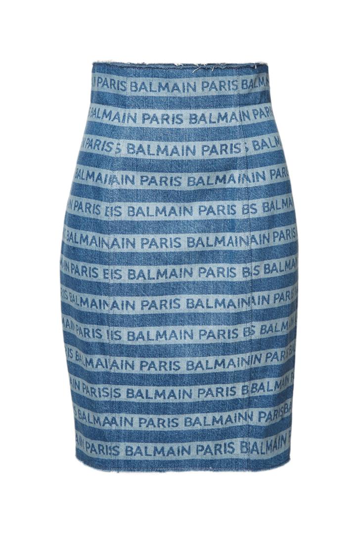 Balmain Balmain High Waist Denim Skirt