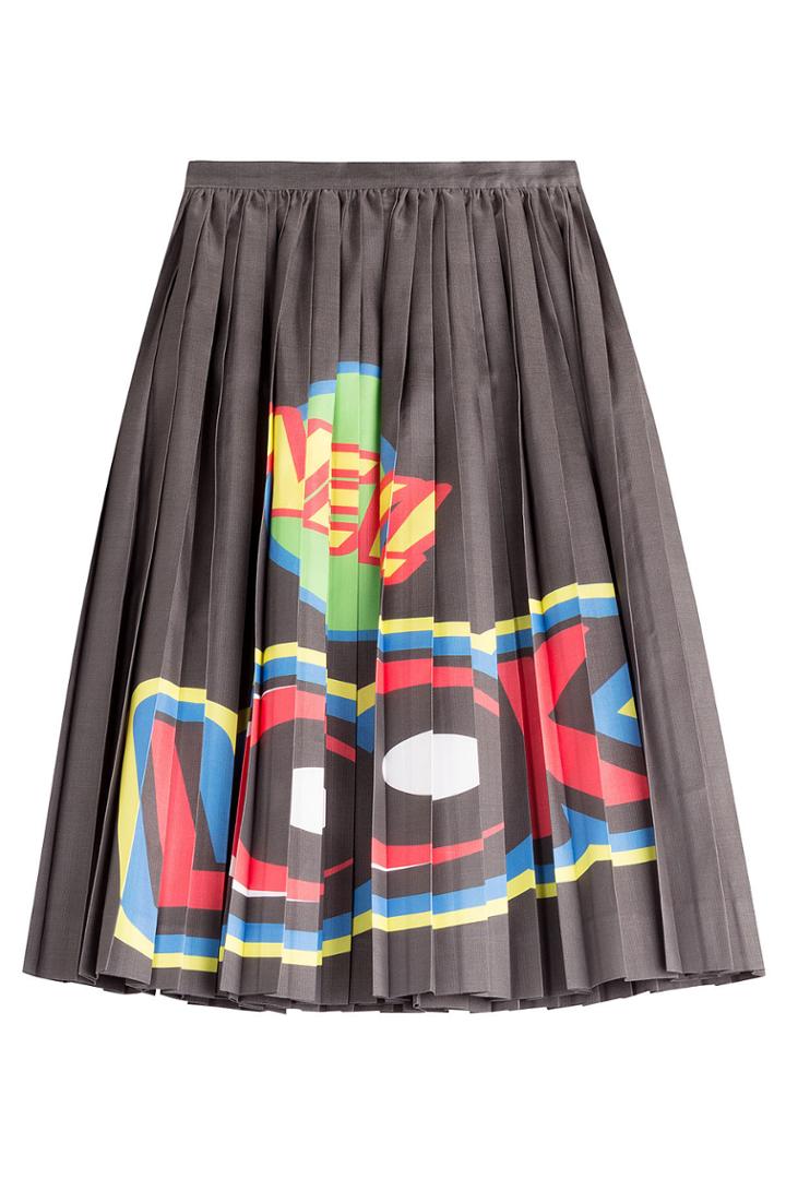 Moschino Moschino Cotton/silk Pleated Skirt With Print - Multicolored