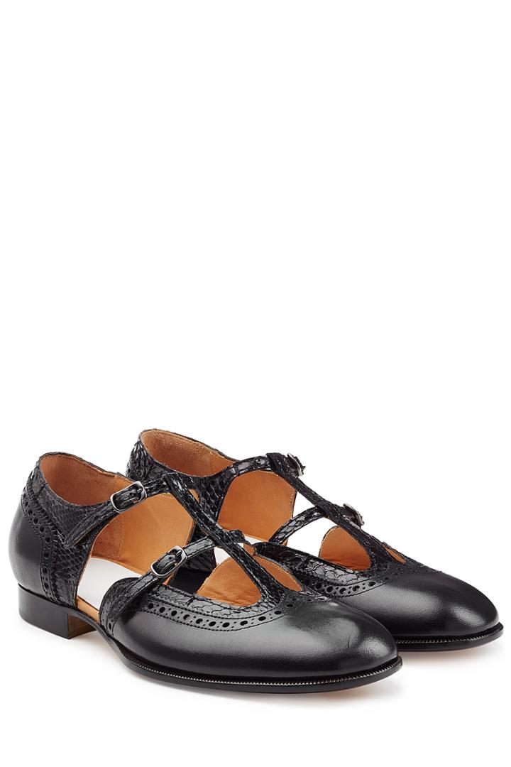 Maison Margiela Maison Margiela Leather Double Strap Mary-janes - Black